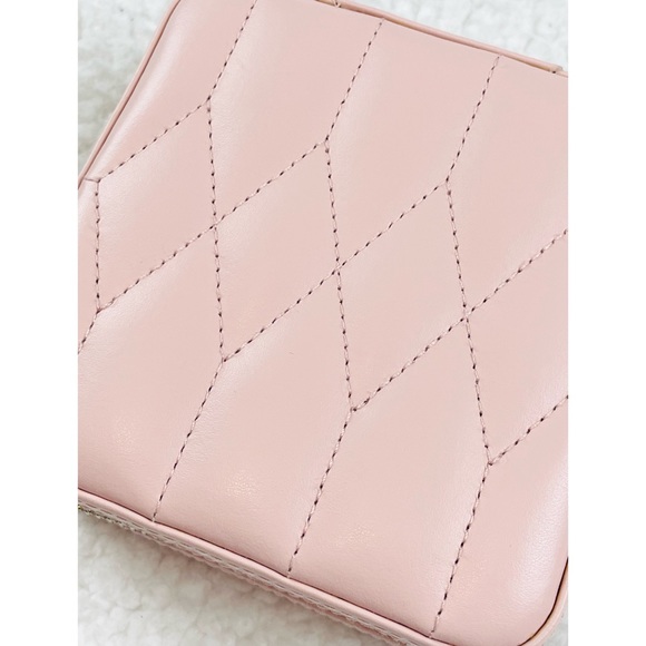 WOLF • Caroline Pink Rose Quartz Quilted Leather Travel Jewelry Case - Picture 14 of 16